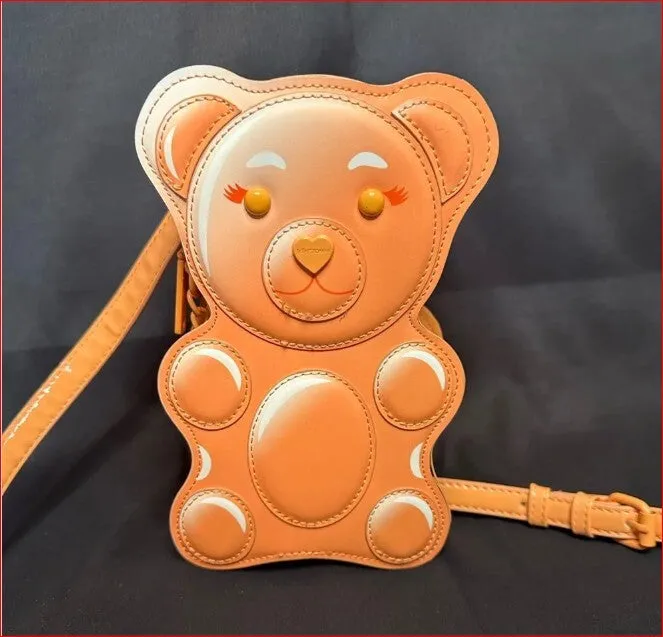 Orange gummy bear-shaped Betsey Johnson novelty crossbody purse